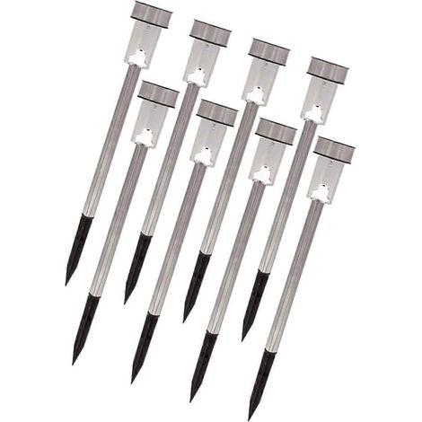 8er-Pack LED-Solar-Gartenwegleuchten, wasserdicht, Edelstahl, für den Außenbereich