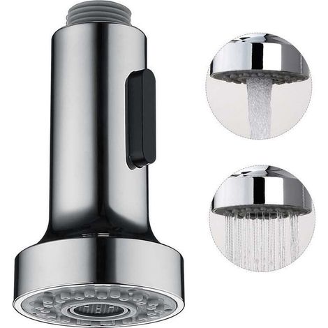 Douchette extractible pour robinet de cuisine, tête de robinet de cuisine à 2 jets, douchette extractible de rechange pour mitigeur de cuisine, chromée, G1/2 (1/3)