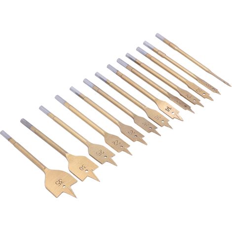 13-teiliges Set aus titanbeschichteten Flachbohrern und Spatenbohrern aus Kohlenstoffstahl für die Holzbearbeitung (1/5)
