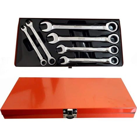 CHIAVI COMBINATE CRICCHETTO FISSE 6PZ CHROME VANADIUM 8 10 13 14 17 19 MM 021OX (1/2)