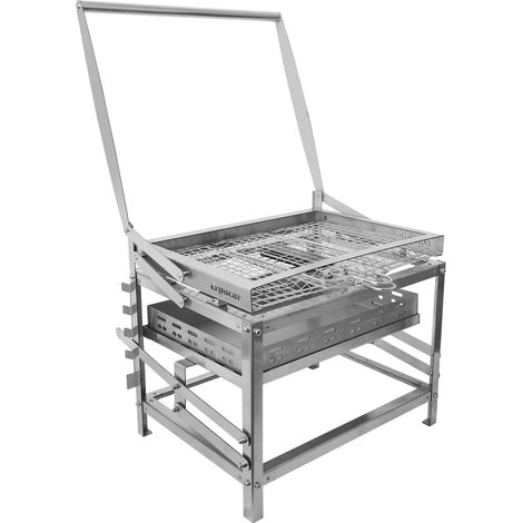 Barbecue à Charbon Bois d'Extérieur Multifonctionnel Et Portable Rotatif Avec Plateau à Charbon Réglable à 4 Niveaux Idéal Pour Pique-Niquer Camper Et Faire Des Grillades En Plein Air (1/5)