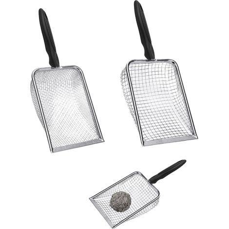 Lot de 2 Tamis de Jardin en Acier Inoxydable - Tamis à Compost - pour criblage et Fuite - Pelle à litière pour Chat - Convient pour Le Sable des Reptiles (3,5 mm + 5 mm) (1/5)