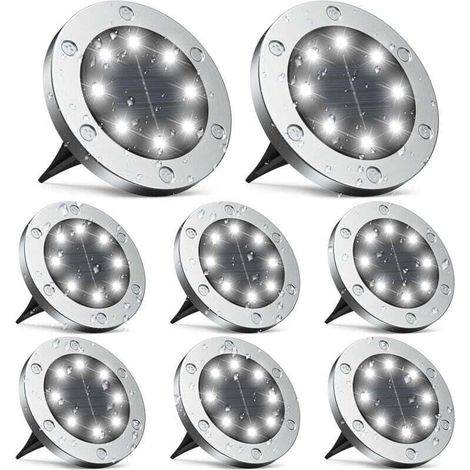 Lampada solare da esterno, set di 8 luci solari da esterno, lampada solare da giardino a 8 LED, faretto solare da esterno impermeabile IP65, lampada solare decorativa da esterno per vialetti e terrazz (1/4)