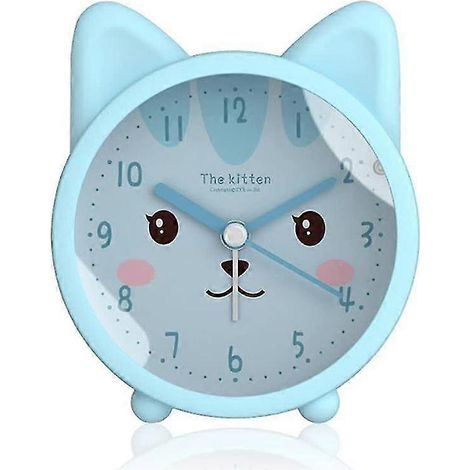Réveil animal mignon pour enfants, chat sans tic-tac/réveil, réveil de bureau silencieux avec rétroéclairage (1/5)