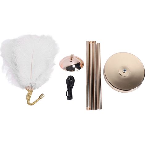 TONYSA Lampadaire LED décoratif en plumes de 61 pouces, 3 températures de couleur, gradation continue, rechargeable par USB, debout, pour salon, chambre à coucher, blanc (1/5)