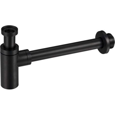 Tube de siphon universel noir pour évier, siphon en acier inoxydable, 1 1/4 x 32 mm, noir mat (1/3)