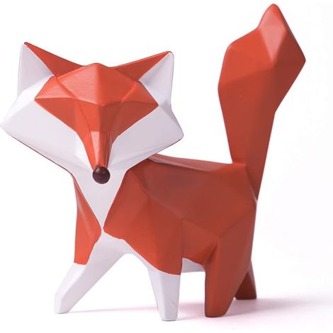 Statue Renard Décorative en Résine, Figurine Animale Moderne, Cadeau Maison, 10cm Rouge (1/5)