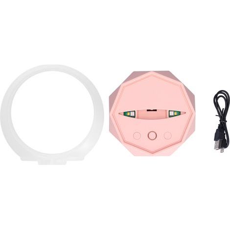 Kabelloser Lautsprecher mit 3 LED-Farbthemen und Nachtlicht, einzigartiges tragbares Design für Partys zu Hause – Pink (1/5)
