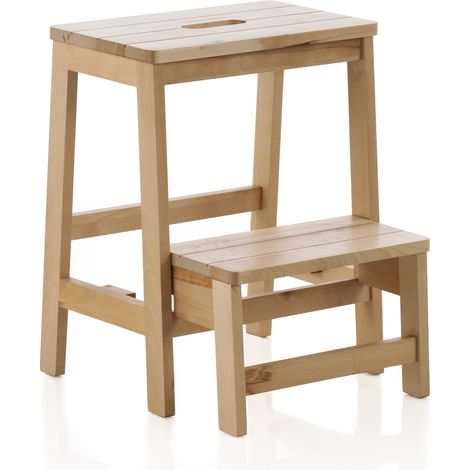 Holzhocker mit Metallbeinen (1/2)