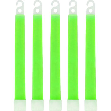 Bastoncini luminosi, per uso esterno in situazioni di emergenza, con gancio a mani libere, confezione da 5 pezzi, colore verde. (1/2)