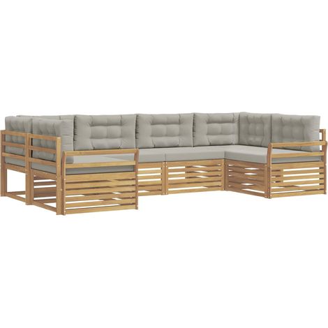 Set di divani da esterno 6 pz Bianco e Grigio Chiaro vidaXL (1/5)