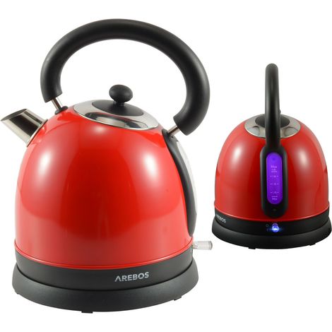 AREBOS Hervidor de agua Acero inoxidable Diseño retro 1,8 l 3000 W (1/5)