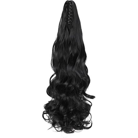 Queue de cheval synthétique ondulée et bouclée pour femmes, extension capillaire avec pince griffe, 50 cm (1/5)