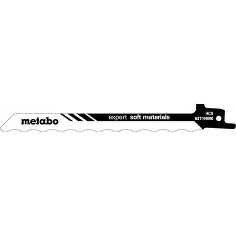 Metabo 631144000 Blister de 2 hojas de sierra de sable Cartón Estiropor Mat.aislante Cuchillo afilado HCS 150x1,0 mm