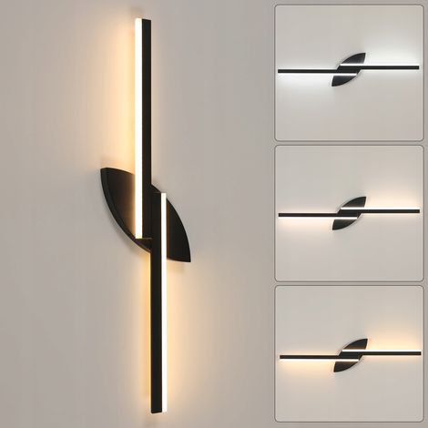 Applique Murale Chambre,72Cm Lignes Simples Applique Murale Led Moderne,Iuminaire Mural Interieur Pour Chambre Salon Couloirs Escalier Alle à Manger,3000K/4500K/6500K,Noir (1/5)
