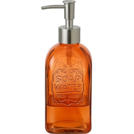 Distributeur de savon en verre ambre 19 x 9 x 7 cm (1/3)