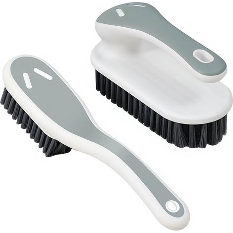 Brosse de nettoyage à poils souples, brosse détachante, brosse à linge, petite brosse pour tapis et baskets, lot de 2 (gris) (1/5)
