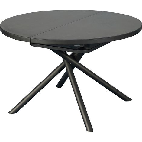 Tavolo da pranzo allungabile da 4 a 6 persone in ceramica, MDF e metallo - Effetto marmo marrone e grigio - FEROLA