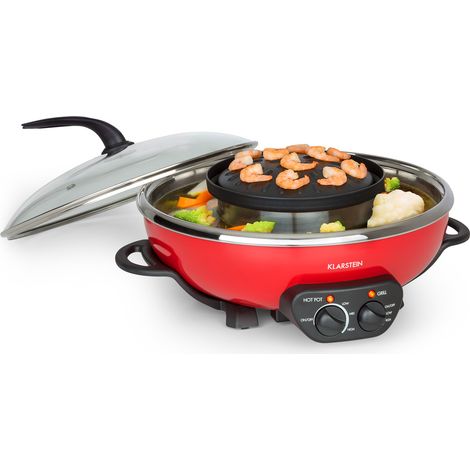 Szechuan Hot Pot und Grillplatte 5l Vol. 1350 W, 600 W rot