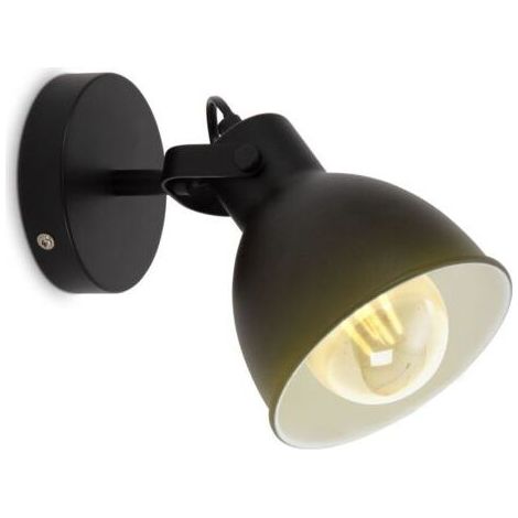 Applique murale LED orientable design rétro industriel 172x130x170mm ronde 1xE27 max 10W lumière blanche chaude noir blanc lampe murale salon chambre couloir (1/5)