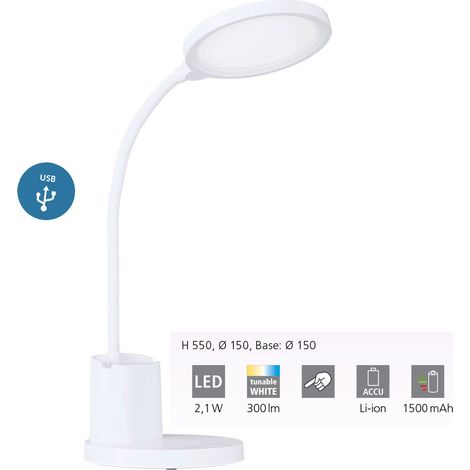 Lampada Da Tavolo Minimal Brolini Policarbonato Bianco Luce Led Integrato 2,1W (1/5)