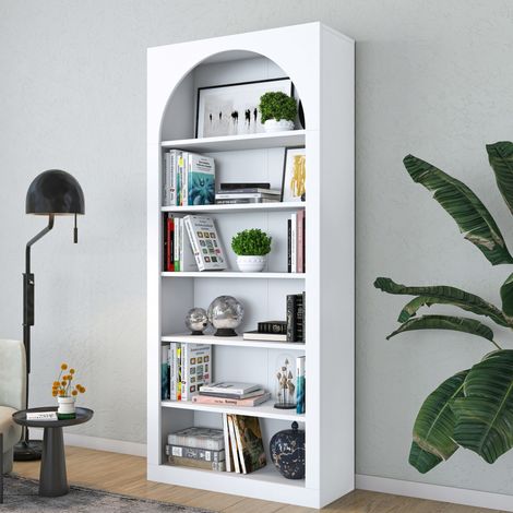 Vas Bücherregal, 5 Böden, freistehend, vertikale Struktur, 80x32x180h cm, Weiß (1/5)