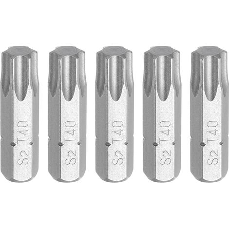 5Pcs Embout Tournevis Torx 1/4" Hexagonal T40 Acier S2 6 Pointes (1/5)
