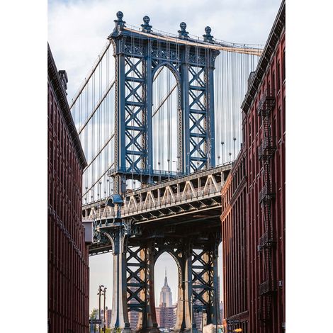 Tableau moderne pont de Brooklyn | Tableau New York idéal déco salon | Tableau sur toile style industriel pour couloir & chambre 0,7 x 0,5 m (1/2)