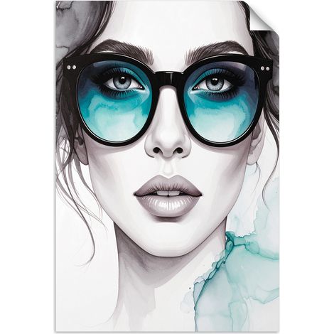 Selbstklebendes Poster – Wandsticker Porträt einer Frau mit Brille 20x30 cm (1/3)