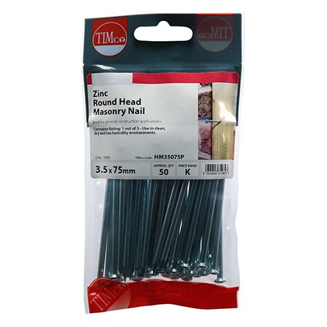 TIMCO Masonry Nails Zinc - 3.5 x 75