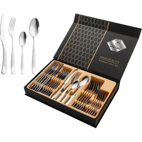 24-teiliges Edelstahl-Reinigungsdecken-Set für 6 Personen, spülmaschinenfest, mit Geschenkbox (1/5)