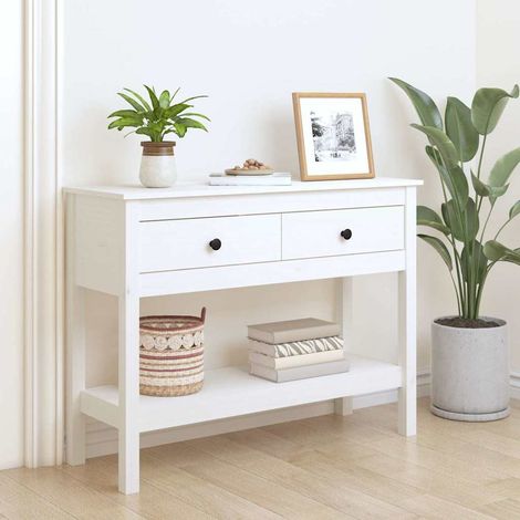 vidaXL Table console Blanc 100x35x75 cm Bois massif de pin (1/5)