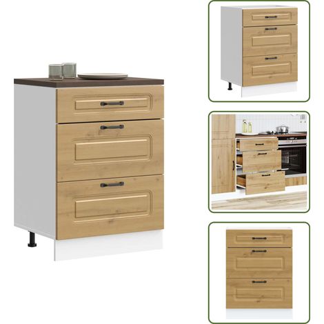 Armoire de cuisine Kalmar chêne artisanal bois d'ingénierie - Armoire De Cuisine - Armoires De Cuisine - Meuble D'évier - Meuble D'évier De Cuisine
