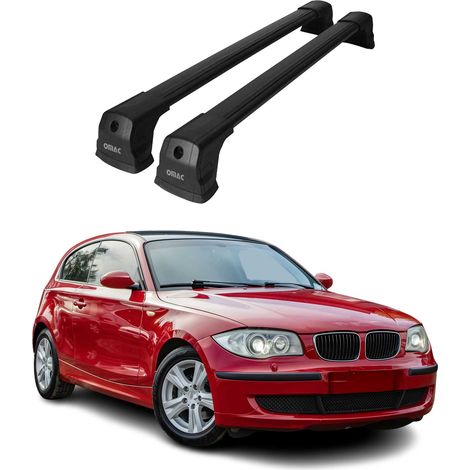 OMAC Barres de toit compatibles avec BMW Série 1 F20 2011-2019 – 2 barres – Antivol inclus – Aluminium Noir (1/5)