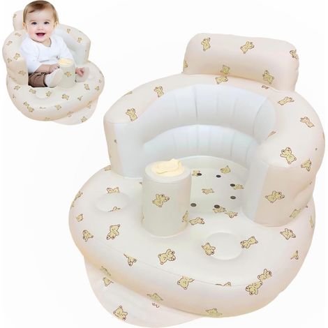 Siege Gonflable Bebe de 3 à 36 Mois, Inflatable Baby Seat, Siège de Bain Gonflable pour Bébé avec Pompe à Air, Siège de Canapé pour Bébé Soutien du dos pour Nourrisson, pour Voyage Camping (1/5)