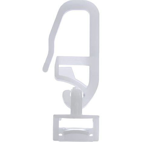 Galets pour rail à rideaux à clipser (avec crochets pliables) — Lot de 20, plastique, blanc