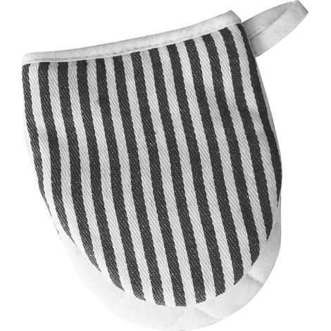 Dicke, hitzebeständige Mikrowellenhandschuhe aus Baumwolle mit Streifen und Kordelzug, kaffeefarben (1/5)