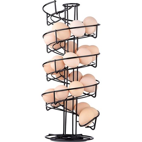 Spiral Design Metal Egg Skelter Dispenser Rack, Storage Display Rack, Black (1/5)