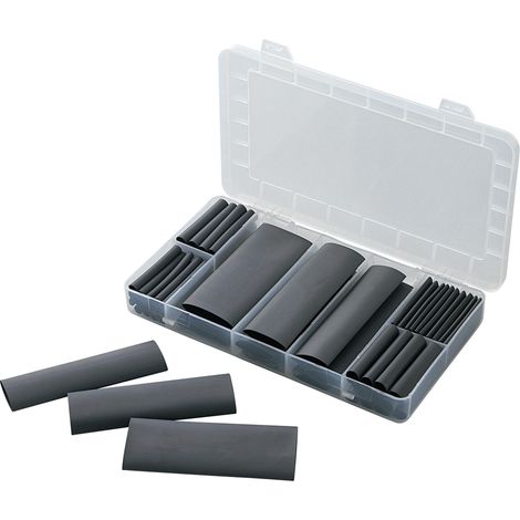 TRU COMPONENTS 1566430 Schrumpfschlauchsortiment Schwarz Schrumpfrate:4:1 61 Teile