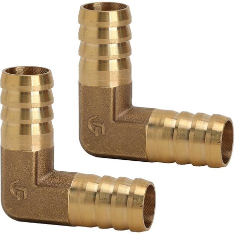 Lot de 2 Brass Hose Adapter, 19 mm 90° en Laiton Adaptateur de Tuyau de, Brass Hose Adapter en L pour Raccords de Tuyaux Coudés Destinés à L'Air, à L'Eau et Au Gaz (1/5)