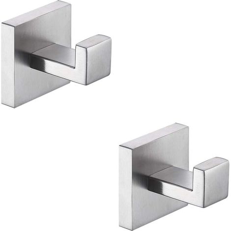 2 Stück 304 Edelstahl, einzeln perforierte Kleiderhaken, Badezimmer-Kleiderhaken, Mantelhaken, Wandhaken, Silber