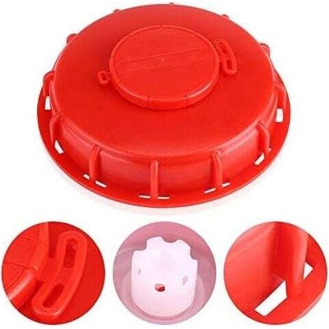 1 Couvercle de réservoir IBC, Plastique rouge, Diamètre 163 mm, Étanche, Pour stockage liquide industriel (1/4)