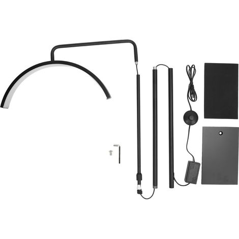 Lampadaire LED demi-lune 50 cm, lampes sourcils tatouage réglables en hauteur, température 3300K-6500K, noir, prise US (1/5)