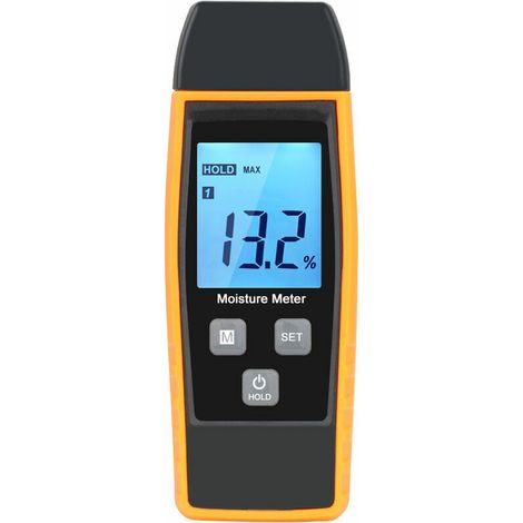 royaluxe - Testeur Humidité,Testeur Humidité Mur & Bois, Compteur de fuites, Humidité, Mortier de Ciment, Détecteur de Teneur en eau avec Rétroéclairage LCD (Jaune) (1/5)