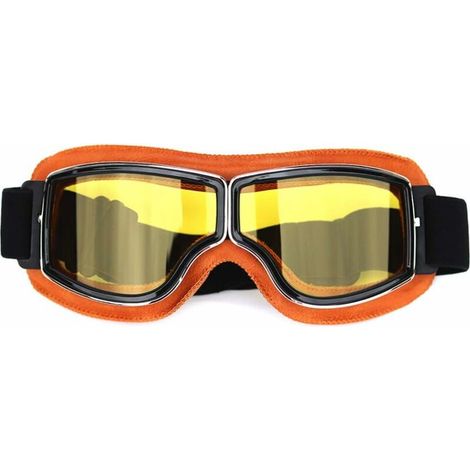 Lunettes de protection moto vintage jaune pour cyclisme, ski, scooter, Harley – DELKEVIC