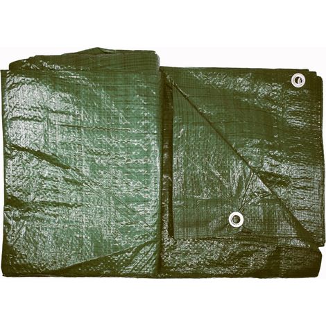 Bâche de protection lourde - Vert - Imperméable - 5 x 8 m - Bâche en tissu avec œillets - Bâche de jardin - Film de serre - 500 x 800 cm - Pour extérieur et jardin - Bois - (1/5)