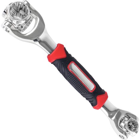 Clé rotative double 52 en 1, douille multifonction dentée, outil de clé métrique/impérial à 360 degrés (1/4)