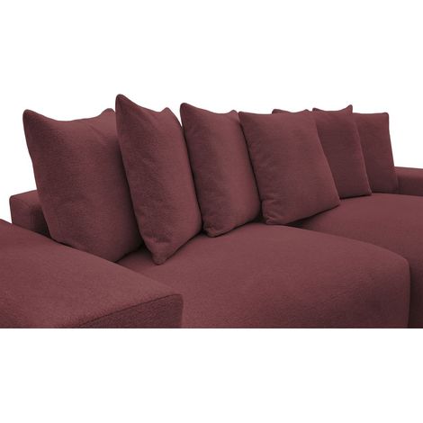 BOBOCHIC - Canapé d'angle réversible convertible coffre VOLTAIRE tissu chiné avec pouf Rouge (1/5)