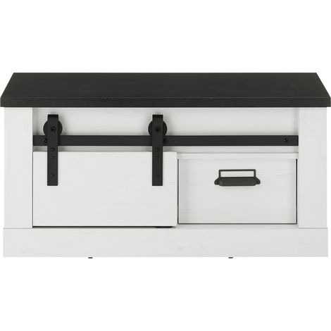 Garderobenbank SHELTON-61 in Pinie weiß Nb. mit anthrazit, B/H/T: ca. 93/46/43 cm (1/3)