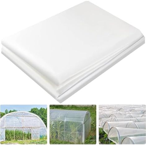 2M x 10M Bâche Polyéthylène Ultra-Résistante, Film Transparent Extra-Épais pour Tunnel de Jardin, Membrane Horticole pour Isolation Jardin & Protection Gravats (250Mu /1000G)
